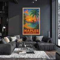 Naples Florida Sunset Poster Wall Art 18x24 Coastal Decor