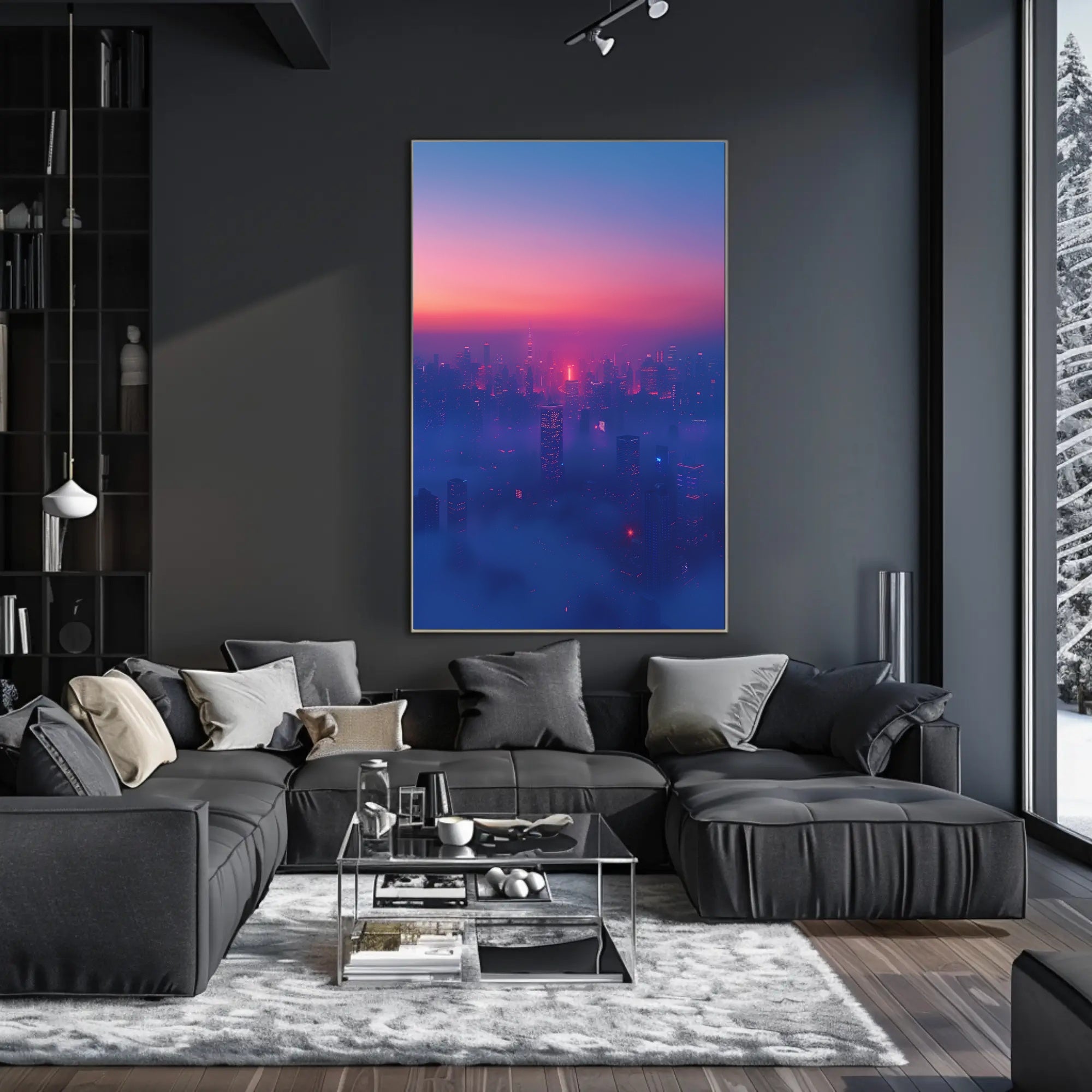 Vibrant Urban Skyline at Dusk Cityscape Poster PosterGoat