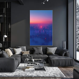 Vibrant Urban Skyline at Dusk Cityscape Poster PosterGoat