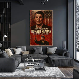 Ronald Reagan 40th President Retro 80s Poster