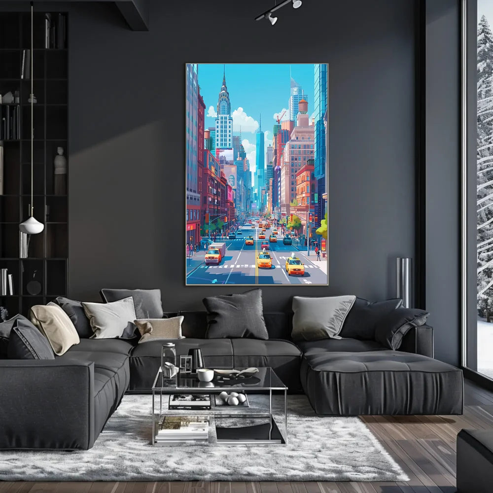 New York Cityscape Poster Modern Vibrant City Wall Art