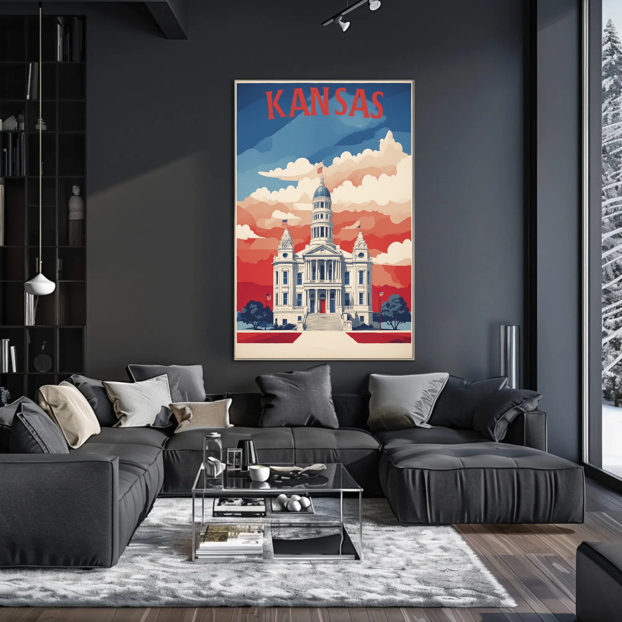 Kansas State Capitol Patriotic Vintage Travel Poster