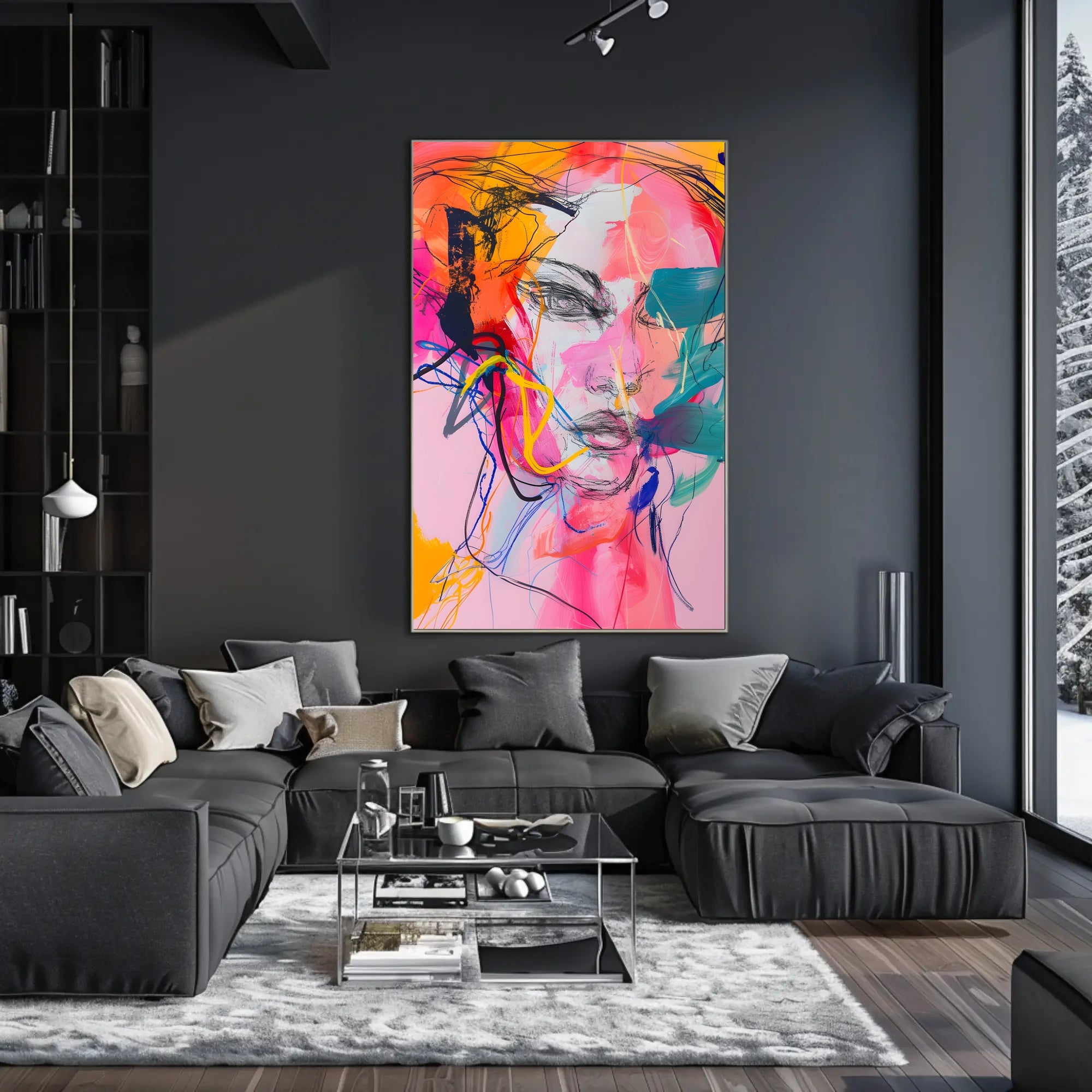 Vibrant Abstract Human Face Art Poster in Abstract Category PosterGoat