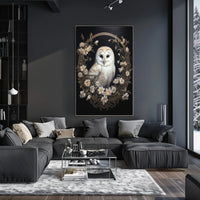 Barn Owl and Floral Wreath Animal Poster