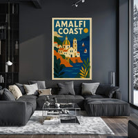 Amalfi Coast Travel Poster Wall Art for Coastal Decor