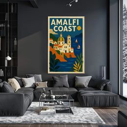 Amalfi Coast Travel Poster Wall Art for Coastal Decor