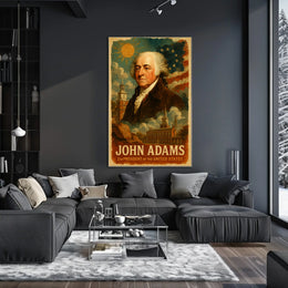 John Adams 2nd President of the United States Layered Digital Collage Poster