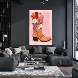 Floral Cowboy Boot Poster Whimsical Western Print