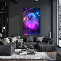 Neon Ghost in Futuristic Sci-Fi Poster