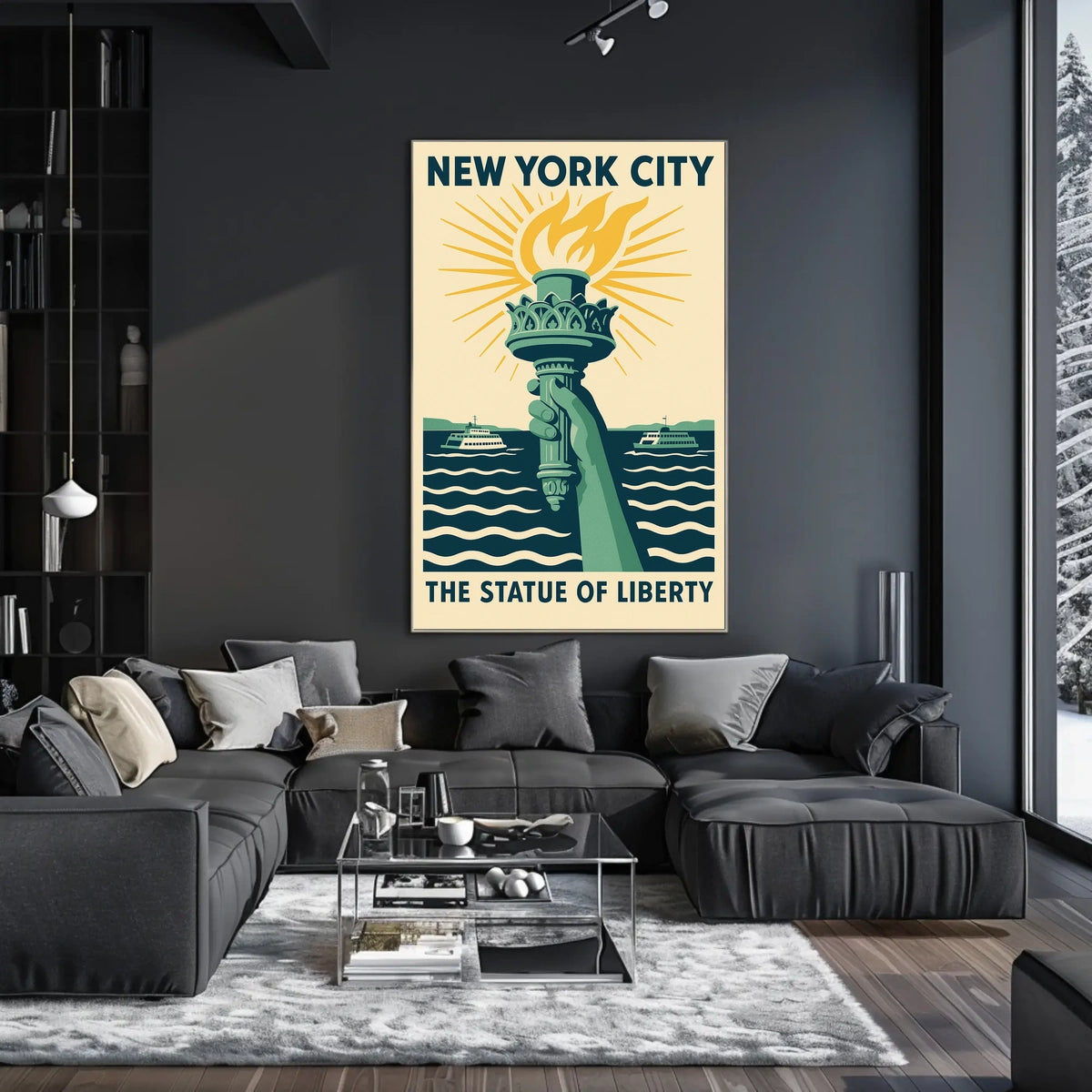 Statue Of Liberty NYC Icon Travel Poster Vintage Wall Art