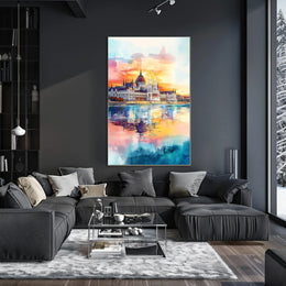 Hungary Budapest Parliament Building River View Poster
