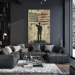 Veteran Saluting Portrait of Americana Home Decor Poster