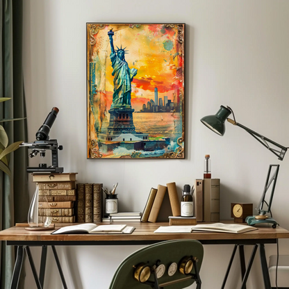 Statue of Liberty Vintage Travel Poster