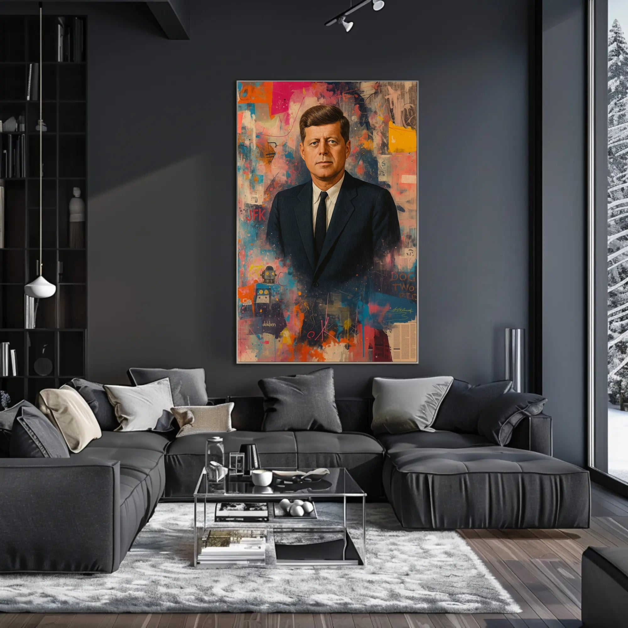 JFK Artistic Vibrant Portrait Abstract, Artistic, or Pop Culture Poster