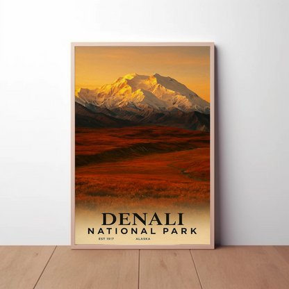Denali National Park Alaska Sunset Autumn Travel Poster