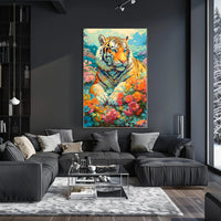 Majestic Tiger in Lush Garden Animal Poster