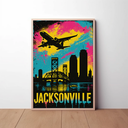 Jacksonville Florida Plane Skyline Bridge Poster Poster