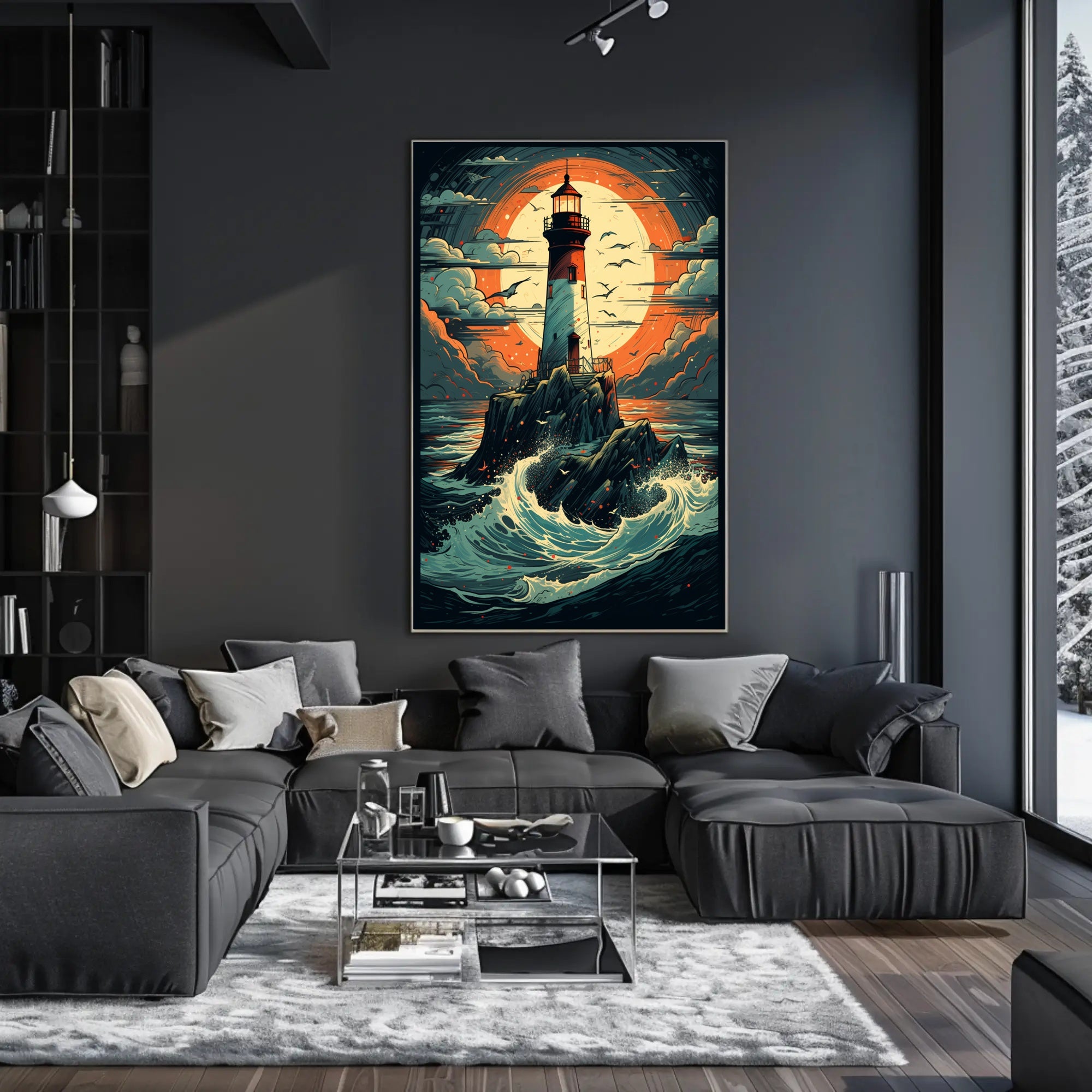 Lighthouse At Sea Poster PosterGoat