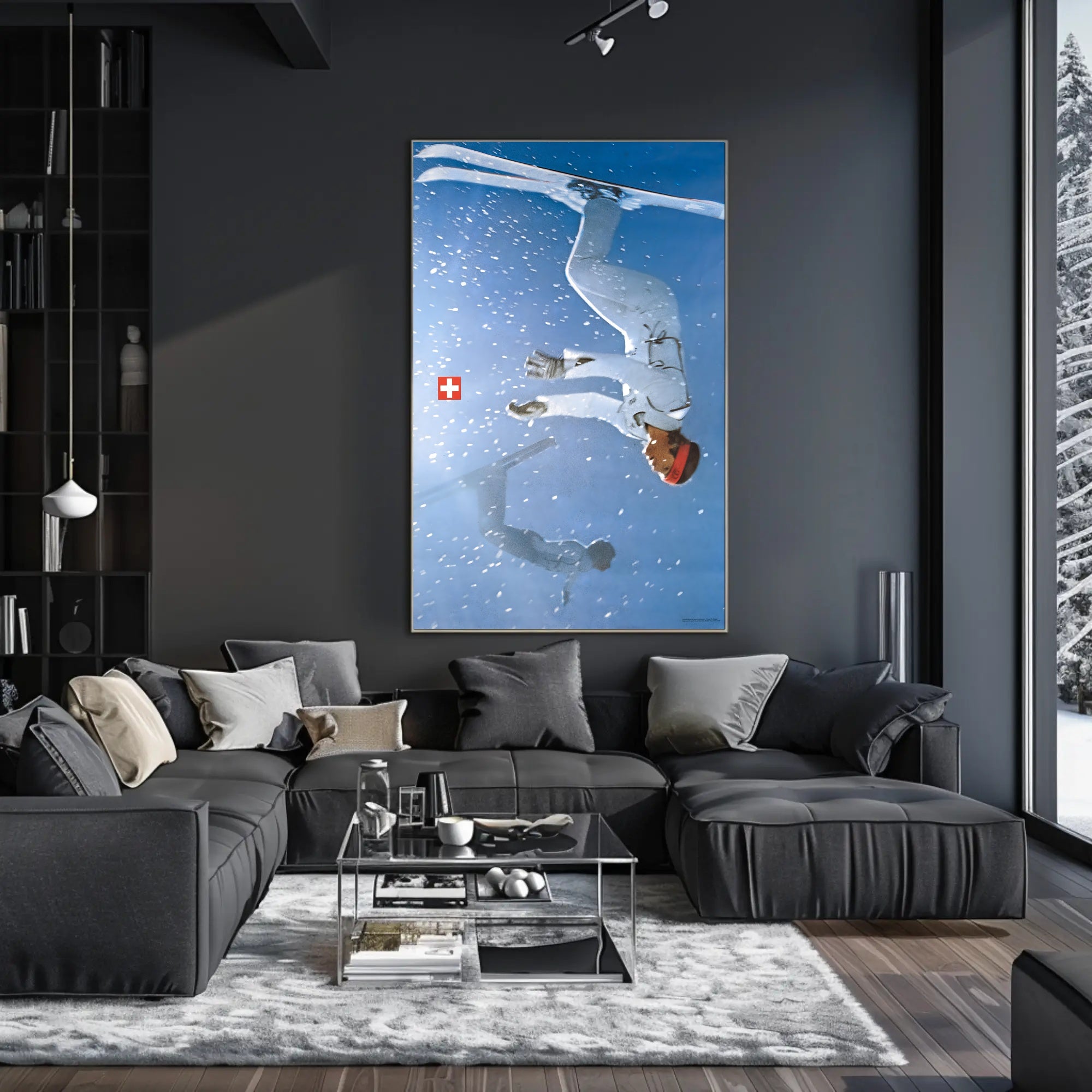 Upside Down Ski Adventure Poster PosterGoat