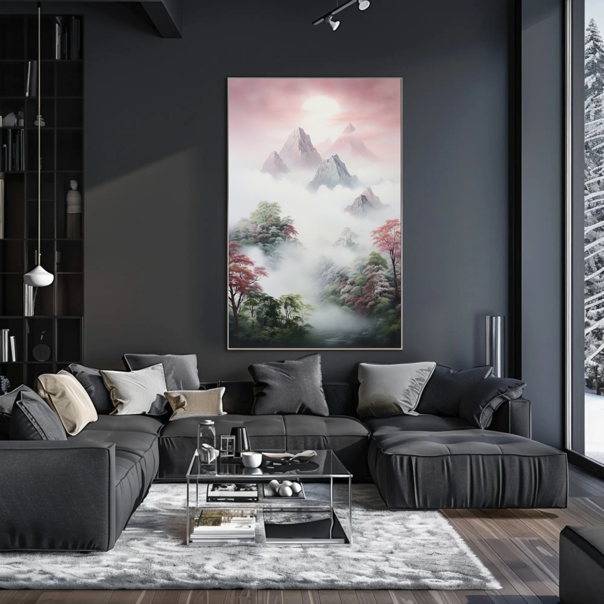 Serene Mountain Landscape in Timeless Artistic Poster