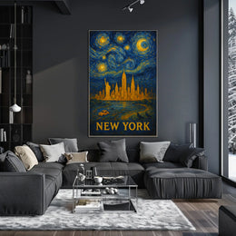 Starry Night Over New York Poster Abstract Wall Art