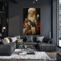 Santa Claus With Kittens Poster