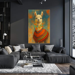 Festive Llama Portrait Poster