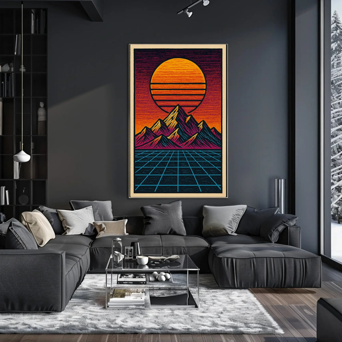 Retro-Futuristic Synthwave Landscape Futuristic Sci-Fi Poster