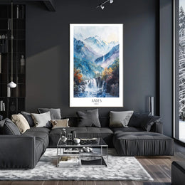 Andes Mountains Watercolor Landscape Art - Travel Poster PosterGoat