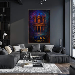 Al Khazneh Petra Travel Poster Vintage Wall Art