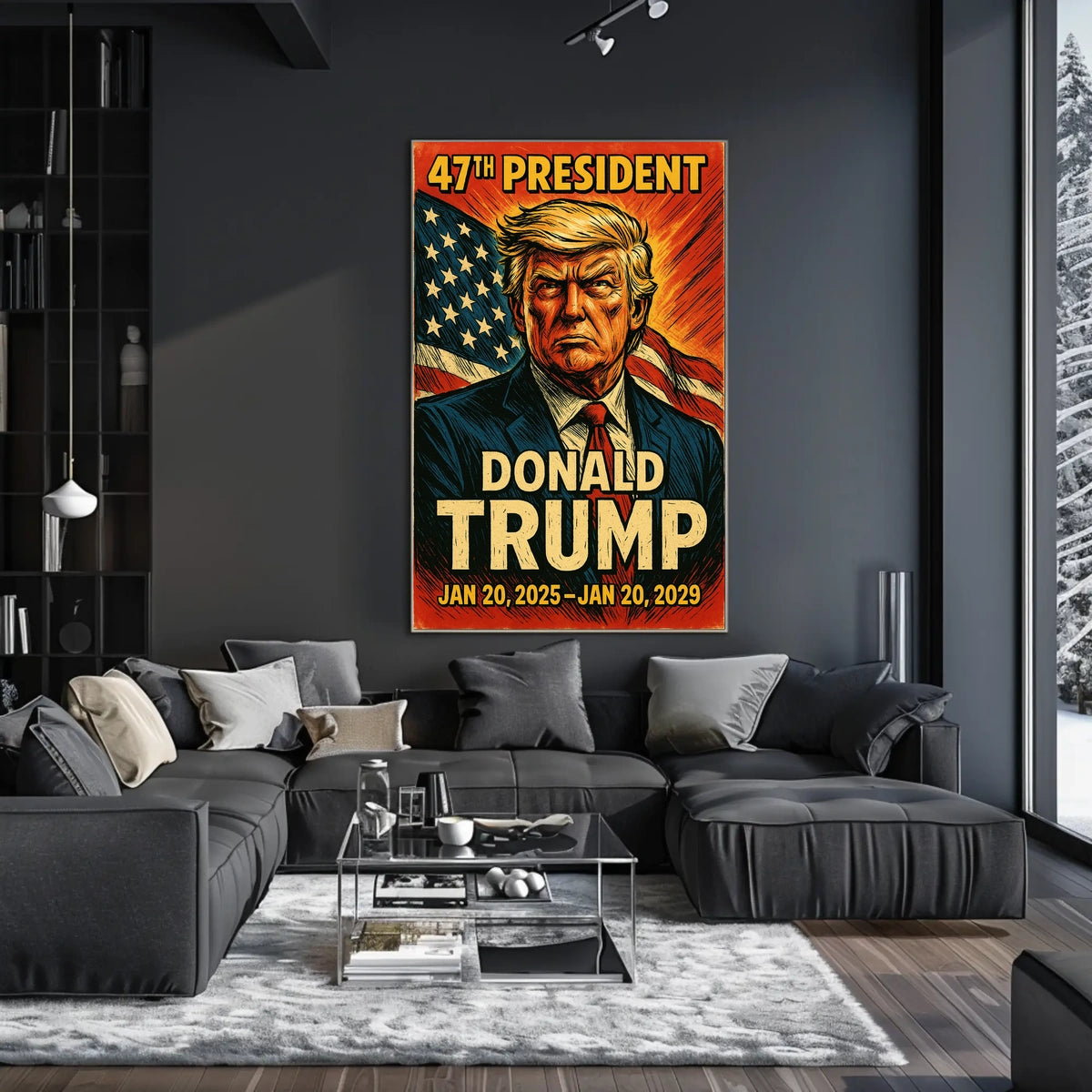 Donald Trump Resolve Patriotic Vintage Line Art Poster