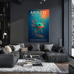 Axolotl Nature Poster Vintage Aquatic Wall Art
