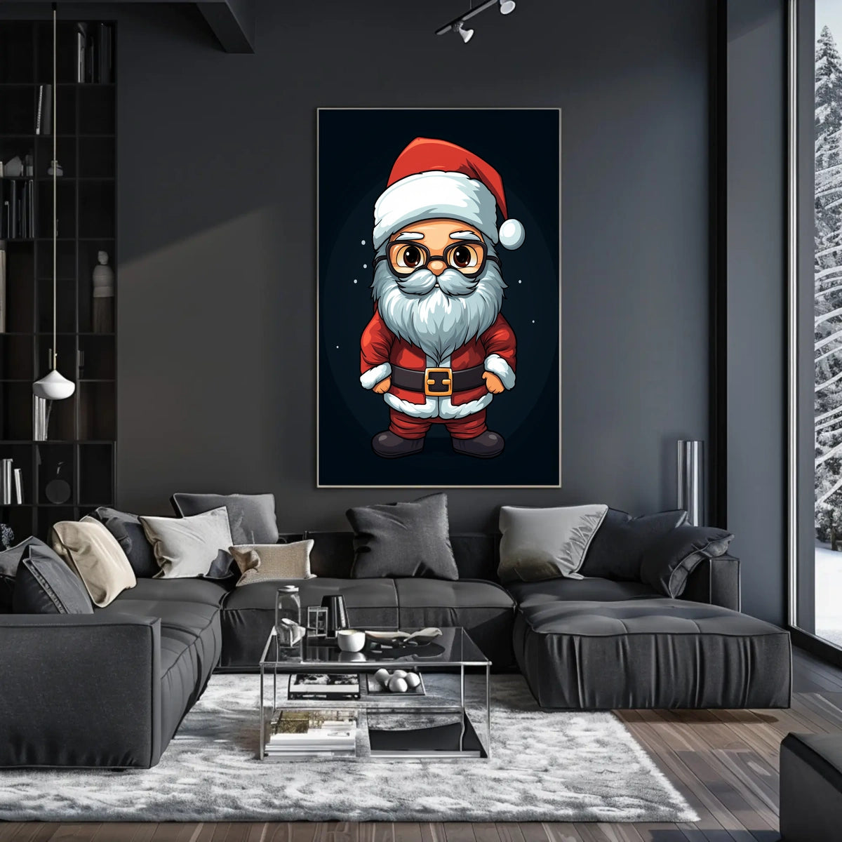Santa Claus Cartoon Christmas Poster: Festive Holiday Art