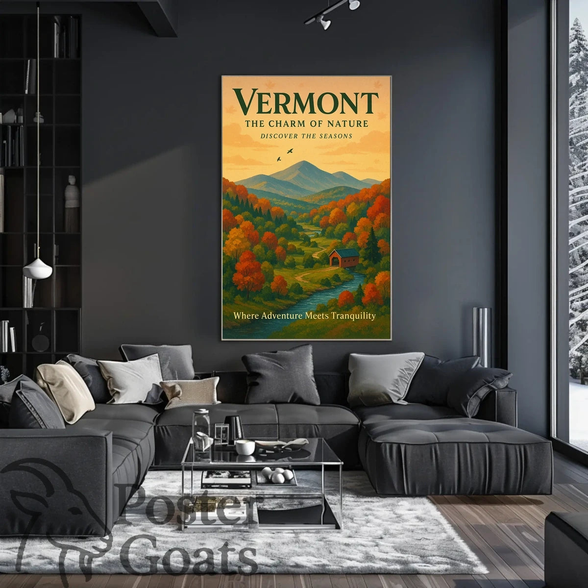 Vermont Scenic Autumn Landscape Travel Poster