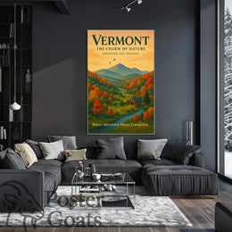 Vermont Scenic Autumn Landscape Travel Poster