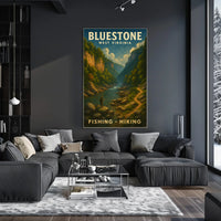 Bluestone Adventure Vintage Scenic Wanderlust Travel Poster