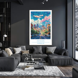 Denver Skyline Vibrance: Modern Urban Cityscape Poster