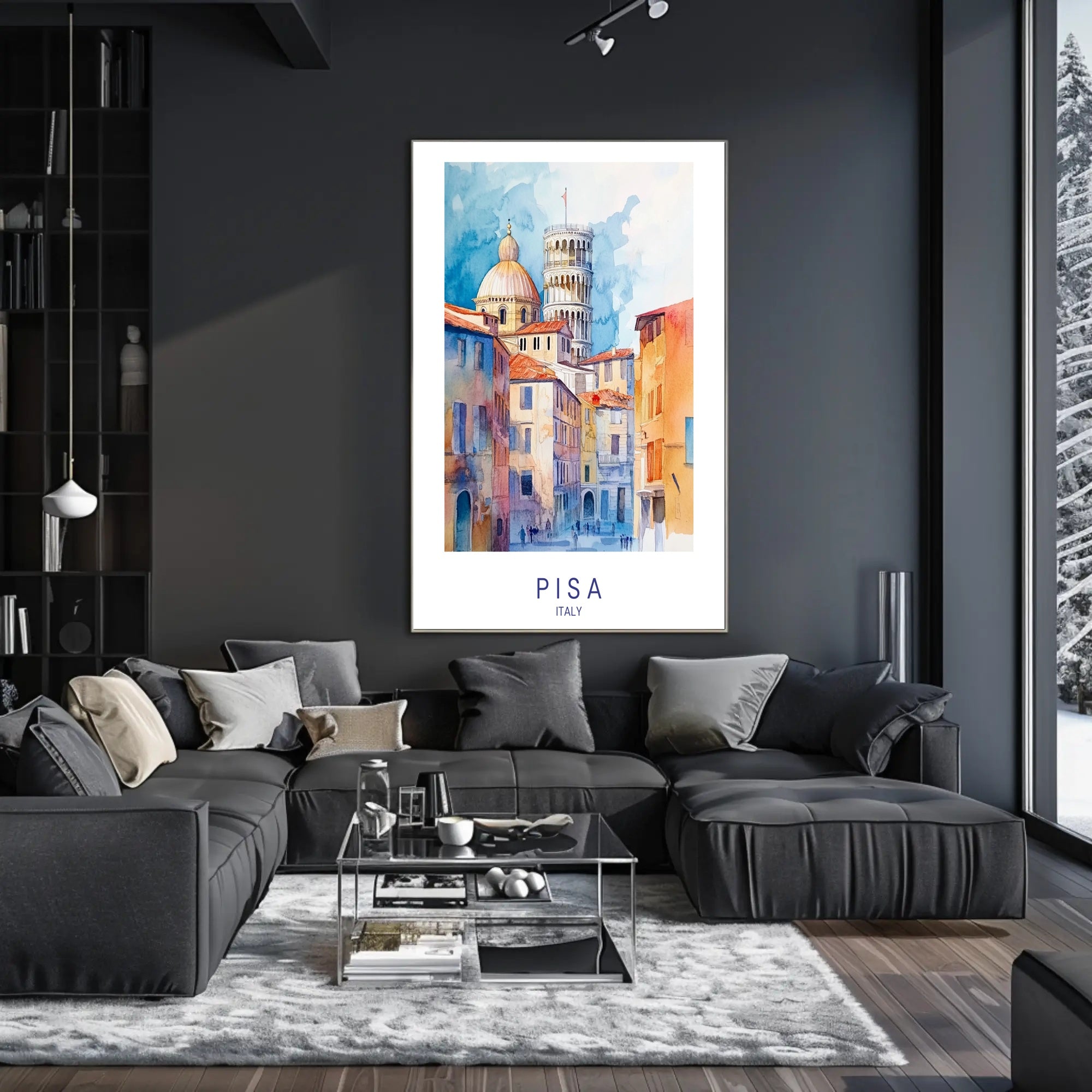 Pisa Leaning Tower Watercolor Art Travel Poster PosterGoat