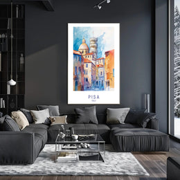 Pisa Leaning Tower Watercolor Art Travel Poster PosterGoat