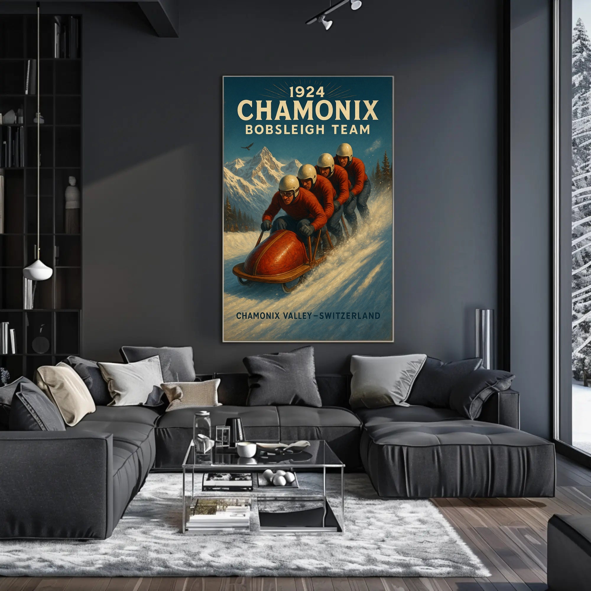 1924 Chamonix Bobsleigh Team Poster
