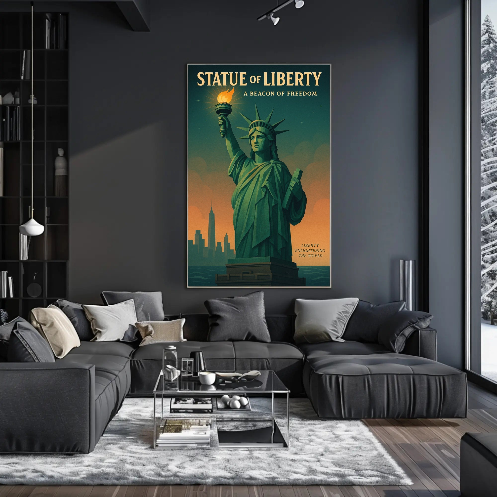 Statue of Liberty Sunset Urban or Cityscape Poster