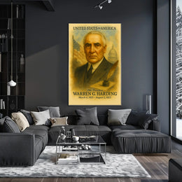 Warren G. Harding 29th President of the United States Vintage Watercolor Poster