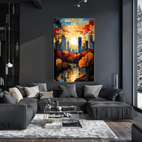 Urban Cityscape Sunset Art Print - Travel Poster