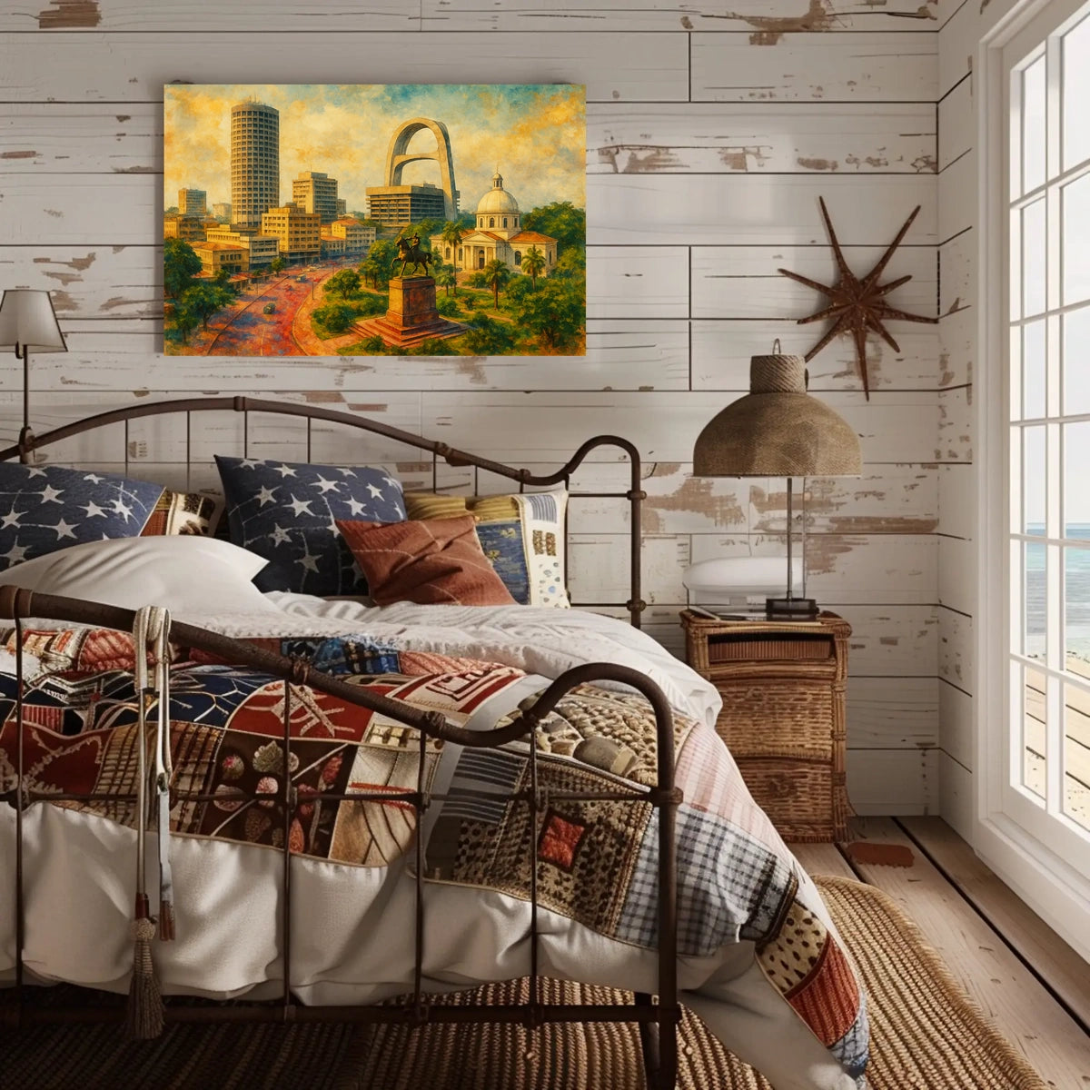 Urban Landscape with Monument Poster