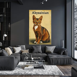 Abyssinian Cat Portrait Artwork Living Room Wall Poster