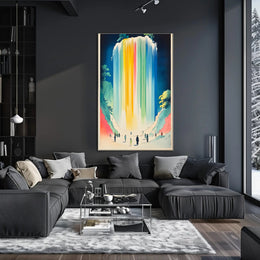 Serene Waterfall Poster Colorful Minimalist Wall Art