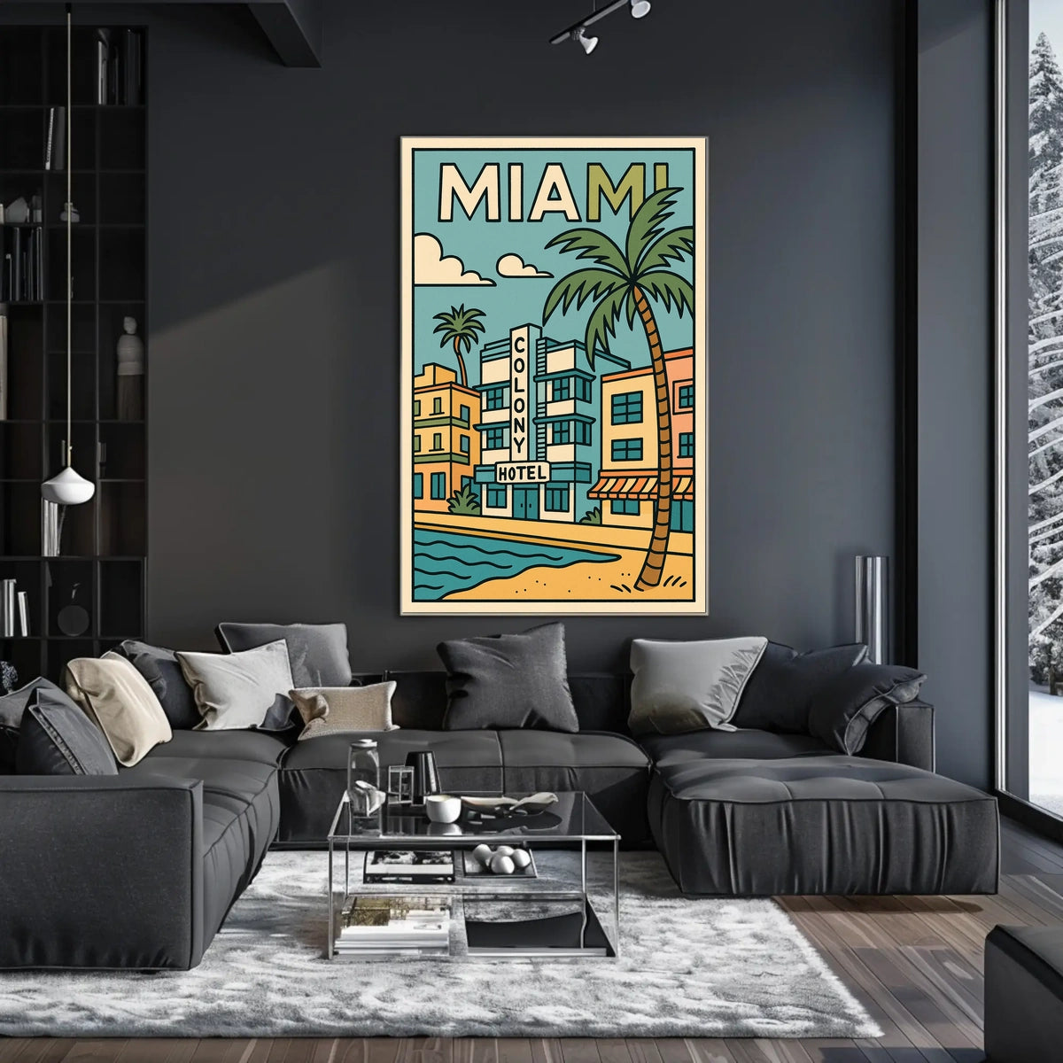 Vibrant Miami Colony Hotel Travel Poster