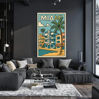 Vibrant Miami Colony Hotel Travel Poster