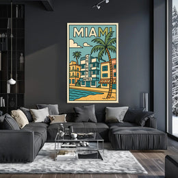 Vibrant Miami Colony Hotel Travel Poster
