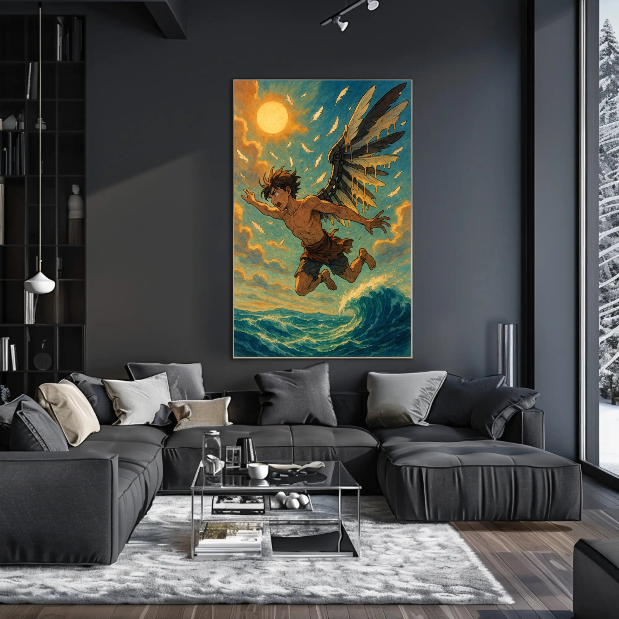 Icarus Inspired Myth Art in Vintage Painterly Style Poster